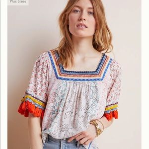 Anthropologie Maeve Paolina tassel blouse M NEW